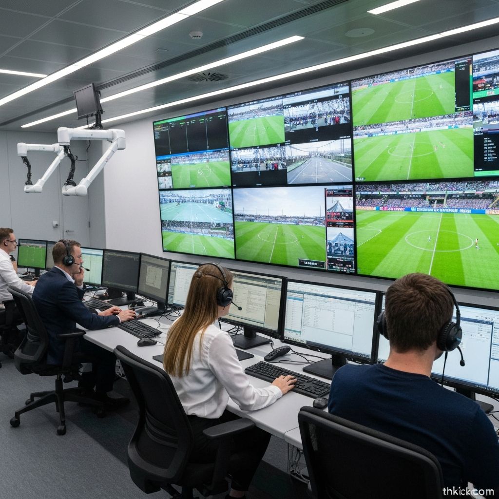 ห้องควบคุม VAR พร้อมหน้าจอหลายตัว